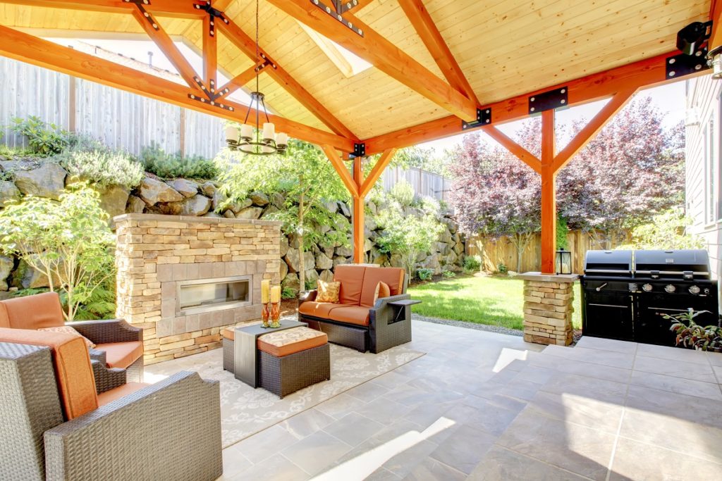 Outdoor kitchen and living space