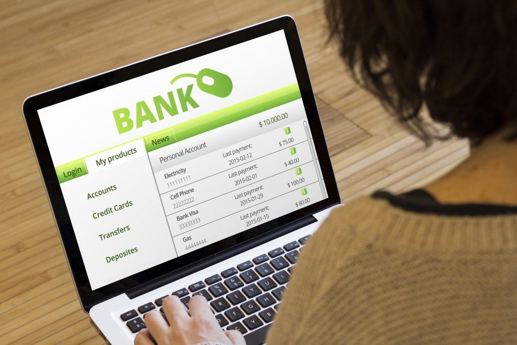 bank website on a laptop screen