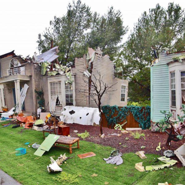 A house damaged by a tornado