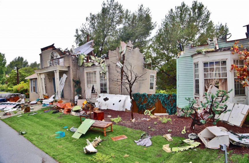 A house damaged by a tornado