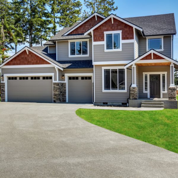 Front exterior of a traditional American home.