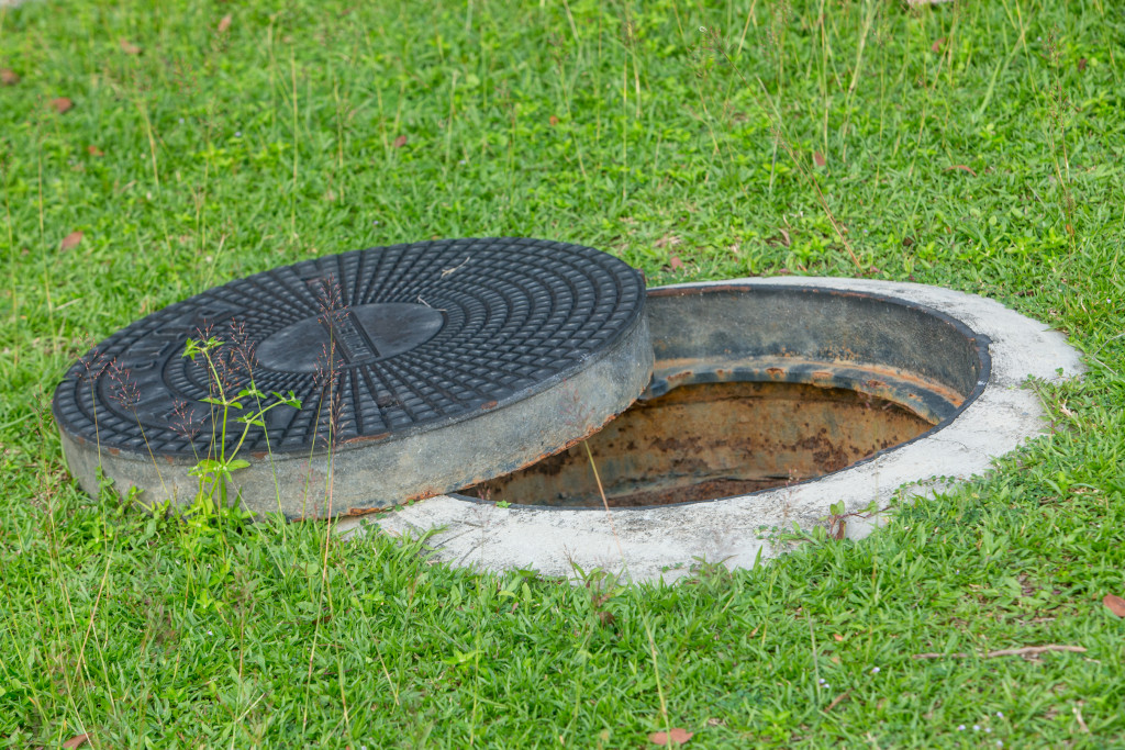 A sewage with cover